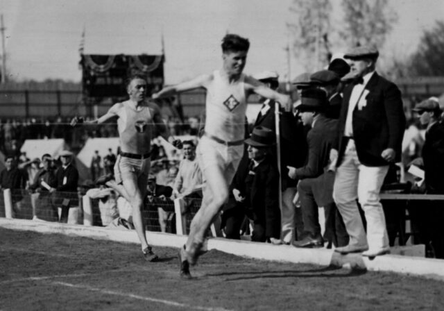 1922 Ray Watson defeating Joie Ray at Drake Relays, Des Moines, IA